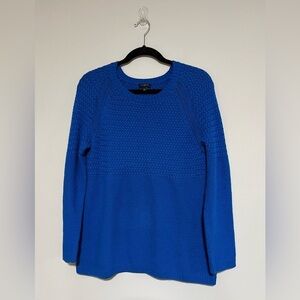 Talbots Blue Cashmere Blend Crew Neck Sweater Size Large Petite Coastal Preppy